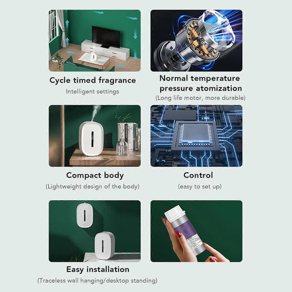 Automatisk Aromaterapi Diffuser Aroma Diffuser Hotell Kommersiell Duftspreder Duftmaskin for Hjem Toaletter Vaskerom 100-240V EU P