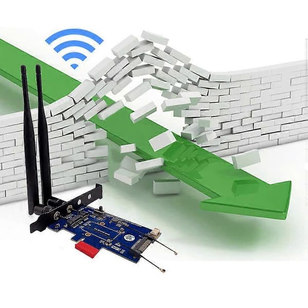 2 Antennin Mini PCI-E PCI Express - PCI-E 1X -sovitin SIM-korttipaikalla WiFi- ja 3G/4G/LTE-kortille