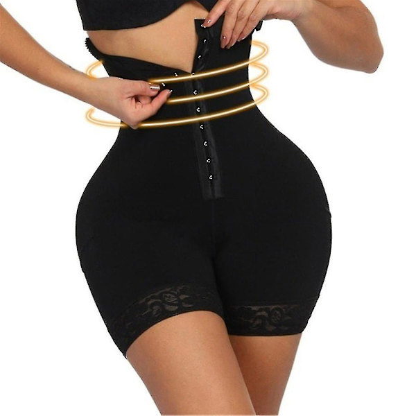 Kvinnor Butt Lifter Hög Midja Tummy Control Shorts Midjeformare Svart L