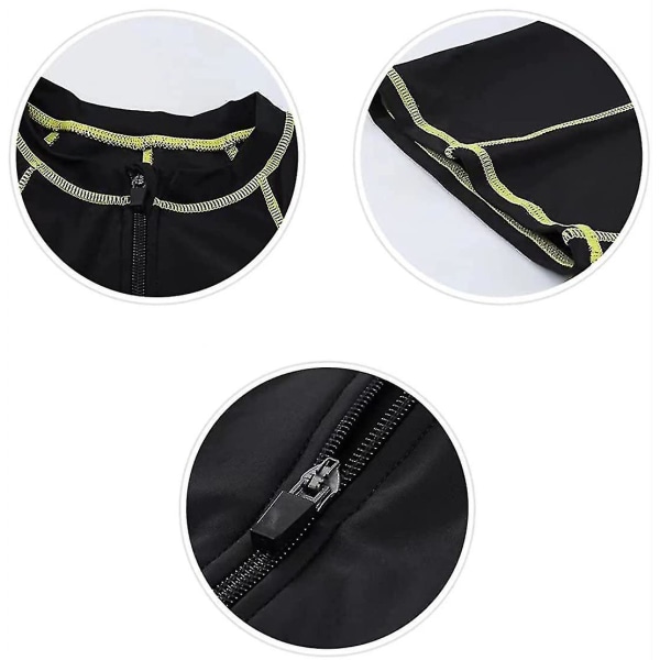 Dam Zip Front Kortärmad Baddräkt Strandkläder black M