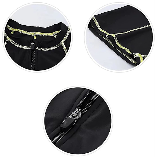 Dam Zip Front Kortärmad Baddräkt Strandkläder black XL