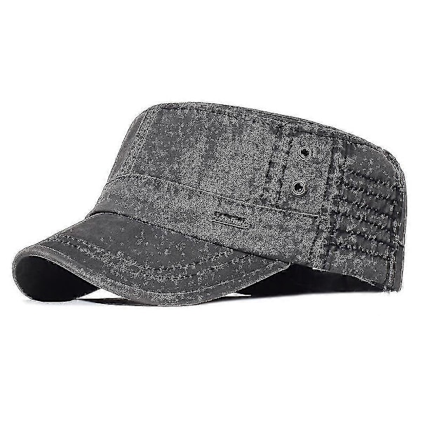 Pesty puuvilla sotilaslakit miehille Kadetti armeijalakki Ainutlaatuinen muotoilu Vintage litteä lippalakki black