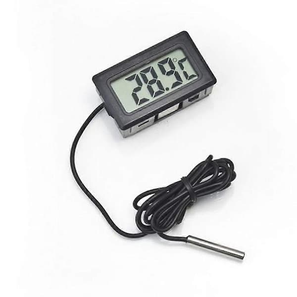 Digitalt LCD Termometer Temperaturmåler med Vandtæt Sensor Probe black