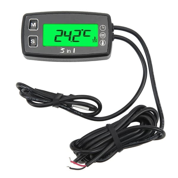 3 i 1 Digital Tidsklocka Voltmeter Termometer IP67 Vattentät Motorcykelmätare för ATV