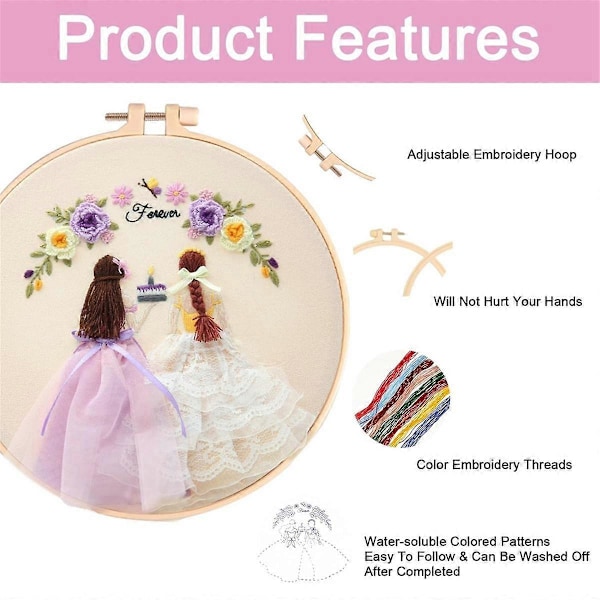 4-pack Broderikit för vuxna DIY Broderikit för nybörjare Handsömningskit med mönster (Bröllop)