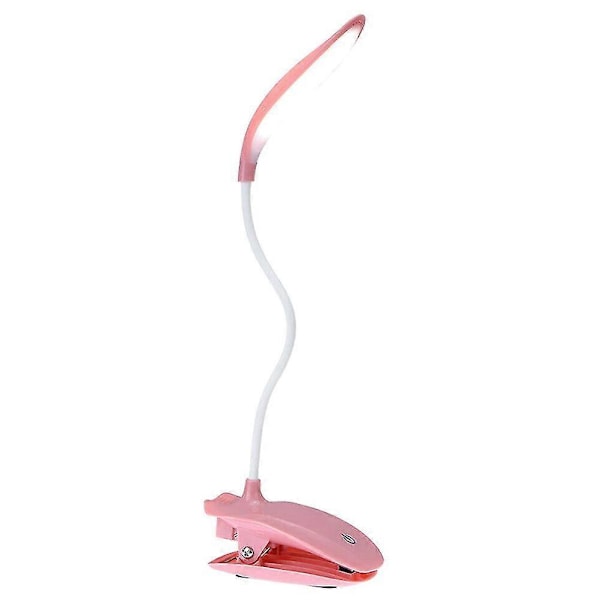 LED Bordlampe Klemme Svanehals Klip Lys Bærbar Letvægts til Læsning Studieværelse Pink
