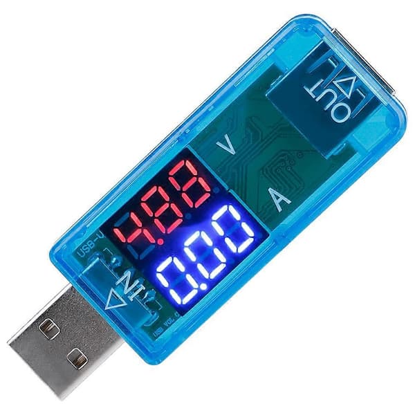 USB Farge LCD Voltmeter Amperemeter Strømmåler Multimeter Lader USB Tester (Blå)