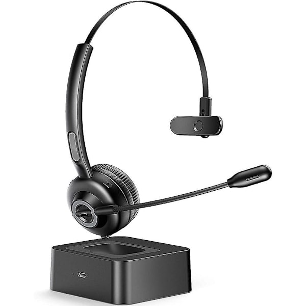 Bluetooth Headset, V5.0 Trådlöst Business Headset med Mikrofonarm, Lämplig för Mobiltelefon/surfplatta/dator