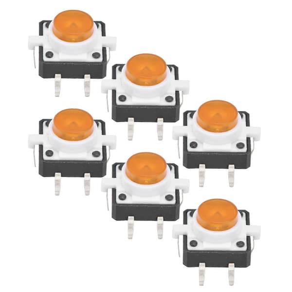 20 STK 12x12x7.3mm Taktil Trykknap Switch LED Momentær Taktil Trykknap Switch Gul