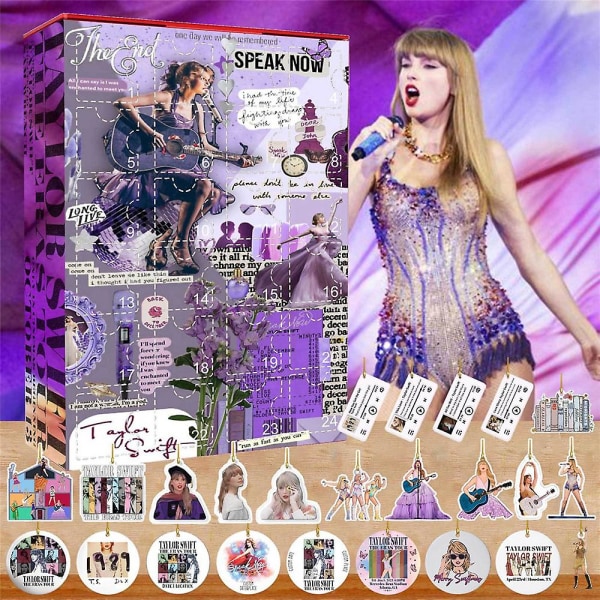 2023 Taylor Swift Fans jul adventskalender 24 dagar till jul Countdown Calendar Pendant Blind Box Julklapp style 2