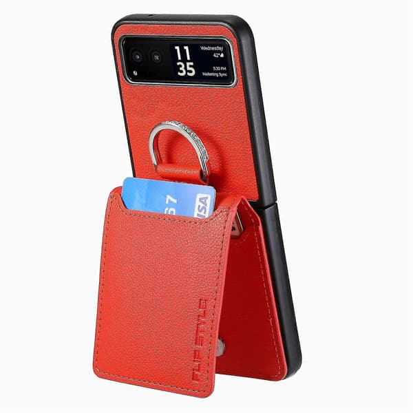 Litchi Tekstur Læder Telefon Cover Til Motorola Razr 40 Orange