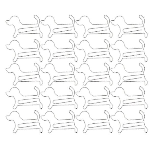 20 STK Mini Jern Papirclips Sølv Hundeform Bogmærke Fil Notesbog Klips Kontorartikler