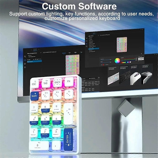 Mekaniskt tangentbord K21 Bluetooth Numerisk tangentbord 21 Tangenter Transparent Photoshop Bokföring Numpad Gaming Tangentbord