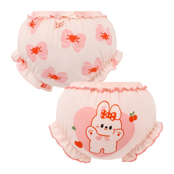 2 st Sommar Baby 100% Bomulls Shorts Barn Kawaii Söta Tecknade Kalsonger PP Byxor 1074CD 13-24M ( 100 )