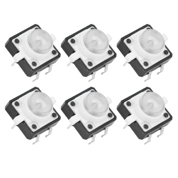 20 stk 12x12x7.3mm Taktil Trykknapp Bryter LED Momentær Taktil Trykknapp Bryter Hvit