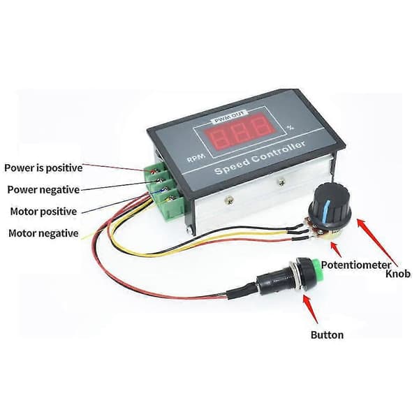 PWM DC Motor Hastighetskontroller med Digitalt Display 30A PWM Justerbar Hastighet Trinnløs Regulator