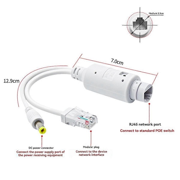 48V til 12V POE Splitter Vanntett med Video og Strømadapter Kabel Forsyningsmodul for IP Kamera Utvider