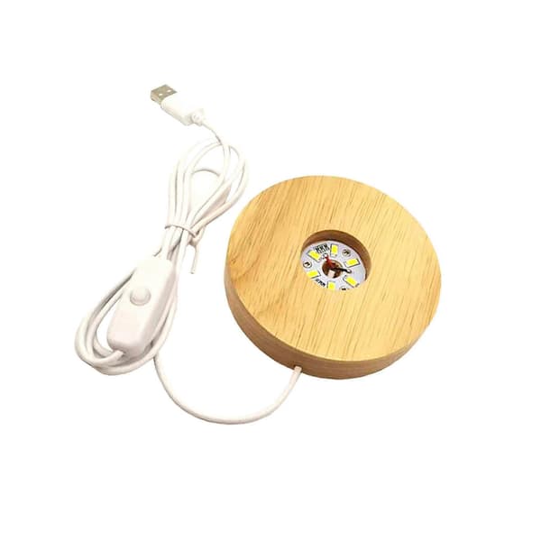 1/2/3 Rund LED Lysbase Display Stativ Lampe i Tre For Krystallkuler Warm Light 100mm 1 Pc
