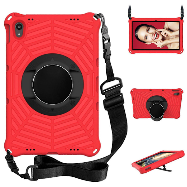 for Tab P11 TB-J606F 11-tommers nettbrettdeksel med roterende stativ skulderstropp rød