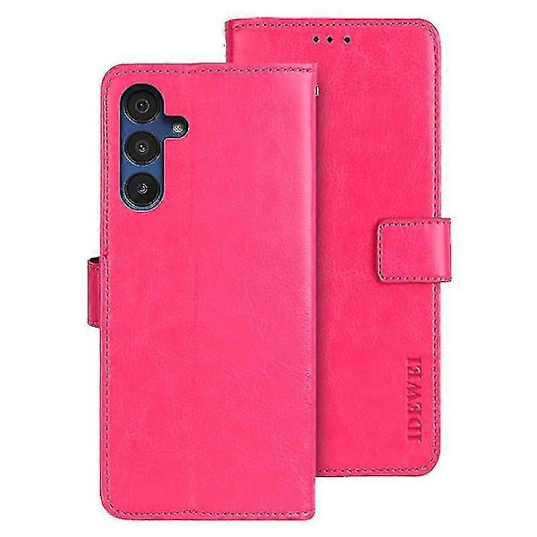 Passer til Samsung Galaxy A15 5G Etui Crazy Horse Tekstur Læder Wallet Cover-C6 Rose