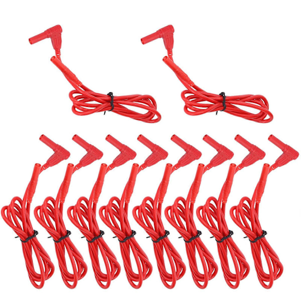10 Set Multimeter Testkabel 4mm Hane till Hane Ledningar Banankontakt Adapter J.70018 Röd