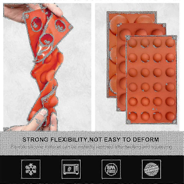 Halvsfär Silikonform, Silikonchokladformar, 3-pack Bakning