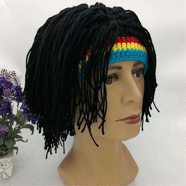 En parykk-lue Herre-caps Hip Hop-caps Håndlaget heklet Vinter Varm lue Gorro Halloween Julebursdagsgaver Morsom festparykk