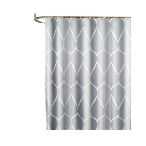 Grå duschdraperi, 180 x 200 cm, Mögelresistent, Vattentät, Viktad fåll, Tvättbar, Polyester