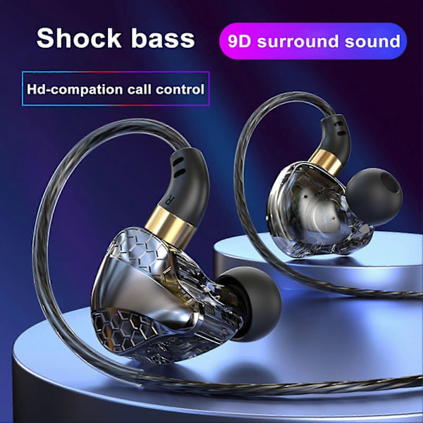 Kablet In-ear Hodetelefon med Subwoofer Mikrofon Forbedret Lydkvalitet 3.5MM Gaming Musikk Samtaler Hodetelefon