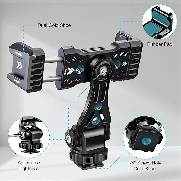 Stativmonteringsklemme Metal Telefonholder med Cold Shoe Arca 360 Roterbar til Live Fotografering til Dslr