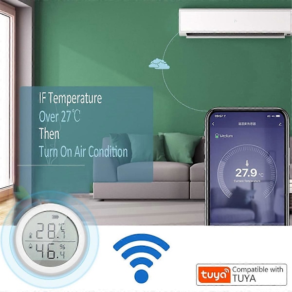 WiFi Smart Zigbee Temperatur- og Fuktighetssensor LCD-Skjerm Historikk Smart Hjem Sikkerhet Fjernkontroll