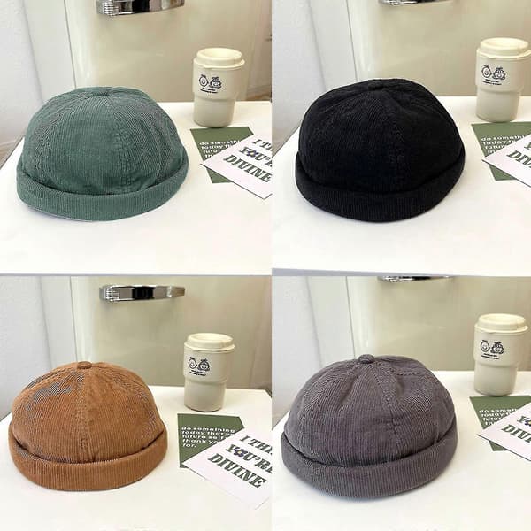 Retro Brimless Corduroy -hattu säädettävällä työmieshatulla Hispter-hattu Docker-lakki Camel