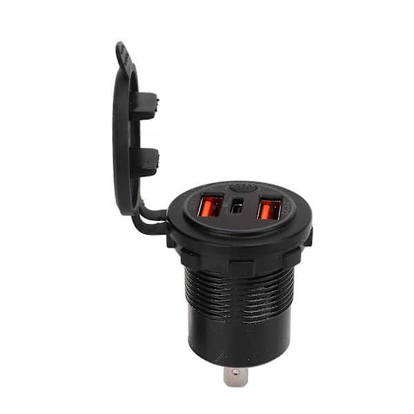 USB-autolaturi, kaksois-USB-portti QC3.0 pikalataus sinisellä valolla ja kytkimellä 12–24 V, yleiskäyttöinen moottoripyörille ja matkailuautoille