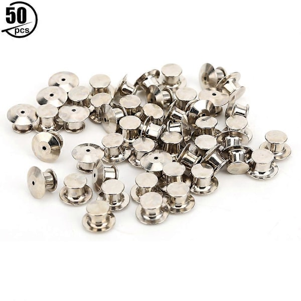 50 stk. Broche Nål Bagsidelås Lås Flad Hat Navneskilte Bog Nål Holder 7 x 10mm Nikkel