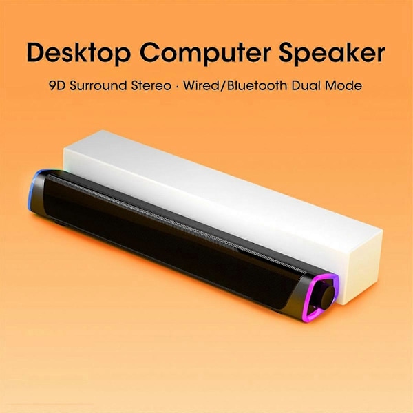 4D Datamaskin Høyttaler Bar Stereo Lyd Subwoofer Bluetooth Høyttaler for Laptop Notebook PC Musikkspiller (Svart)