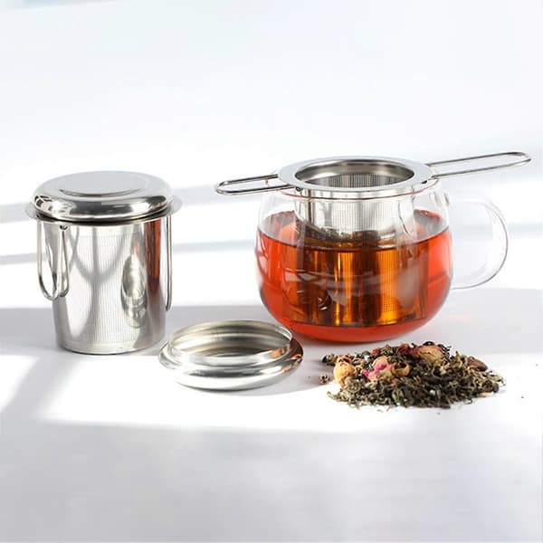 Te-infuser Rustsikker Sklisikker 304 Rustfritt Stål Sammenleggbart Håndtak Løs Blad Te-infuser Kurv for Kopper