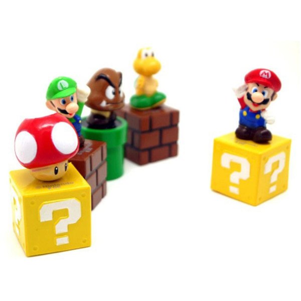 5st/ set Super Mario Mini Figurer Modell Docka Samlarleksaker Barn Spelfläktar Presenter Heminredning