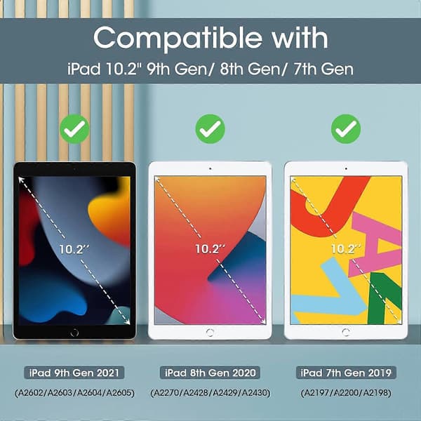 Lämpligt för iPad 10,2-tum (7:e/8:e/9:e generationen) skyddsfodral, trefaldigt ultratunt läderfodral, svart