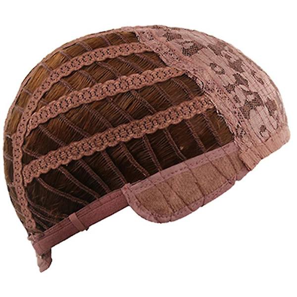 Kort lockig peruk för kvinnor, modehår brun hel peruk hög