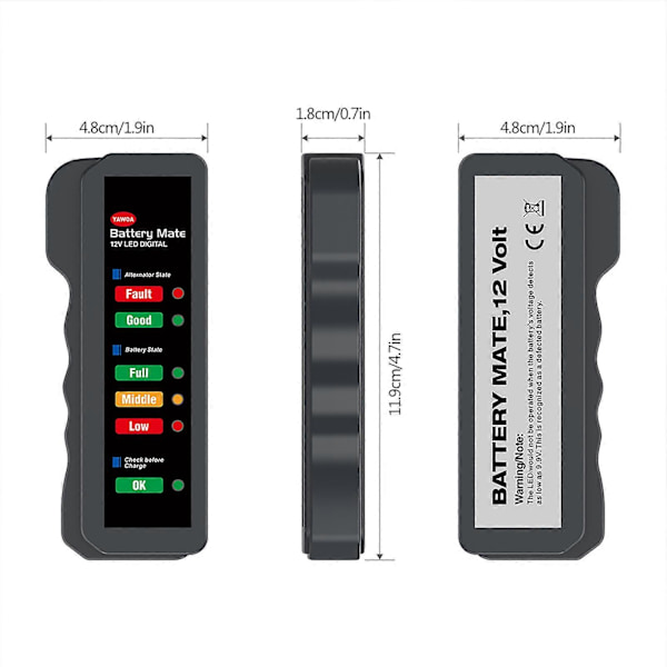 12V Bilbatteritestare 6 LED-lampor Visning Generatorstatuskontroll Automatiskt Diagnostikverktyg