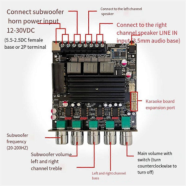 -APTX1 Bluetooth Digital Forstærker 2.1 Kanal Qualcomm BT Forstærkerkort 100W+100W+200W Bas Forstærker QCC3034+TPA3221 C