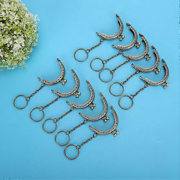 10 kpl Metallinen Laukunkehys Lukko Pronssisävy Retro DIY Puoliympyräketju 5cm