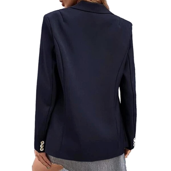 Kvinnors kostym med en knapptryckning kavaj kavaj långärmad kappa Business Casual Slim Fit Ytterkläder Dark Blue XL