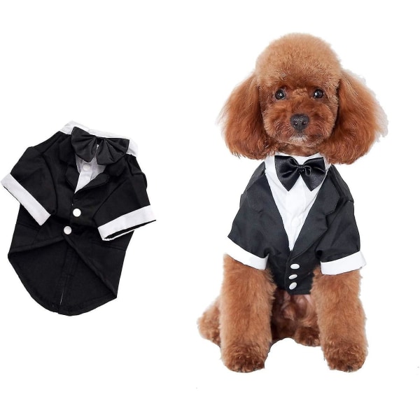 Hund Smoking Kostym Hund Formell Skjorta, Bröllopsdräkt för Husdjur Kavaj Kostym Fluga Cosplay Prins Gentleman Kläder XXL