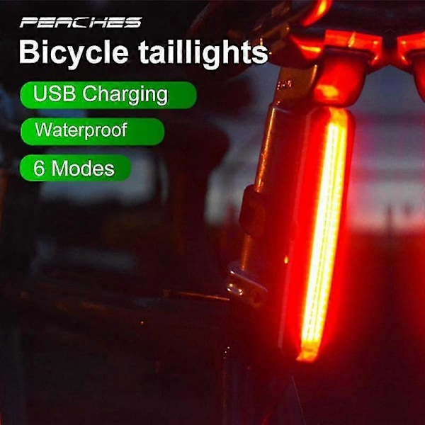 Sykkel Baklys 300 Lumen USB Oppladbart Vanntett MTB Sykkel Baklykt Red White