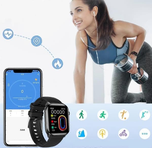 Smartklocka QS12 Sport Smartwatch för Män och Kvinnor