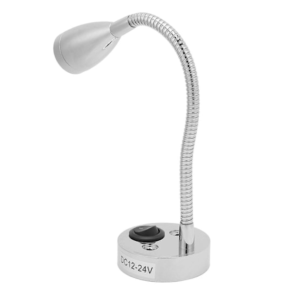 RV LED Sänglampa 360 Graders Vridbar Flexibel Svanhalslampa för DC 12V till 24V Båt Husbil Lastbil Bilar Krompläterad