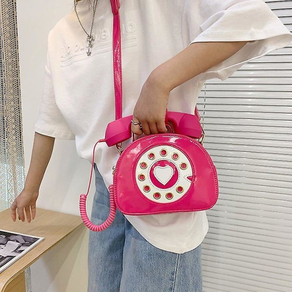 Damen/Mädchen Kreative Parodie Kleine Tasche Persönlichkeit Simulation Telefon Messenger Bag Rosa