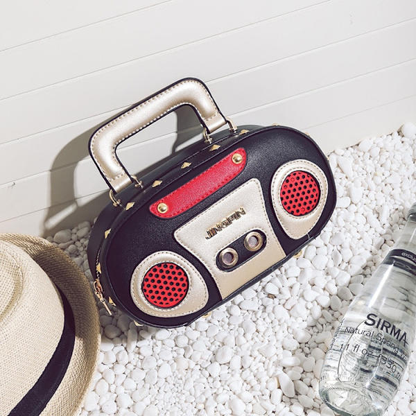 Personlighet Retro Radio Form Väska Dam Söt Handväska Axelväska Messenger Bag Rock Crossbody Väska red