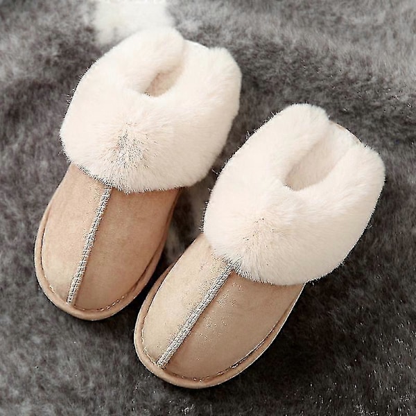 Fashionabla bomullstofflor, damtofflor för vintern, storlek 40-41, Khaki